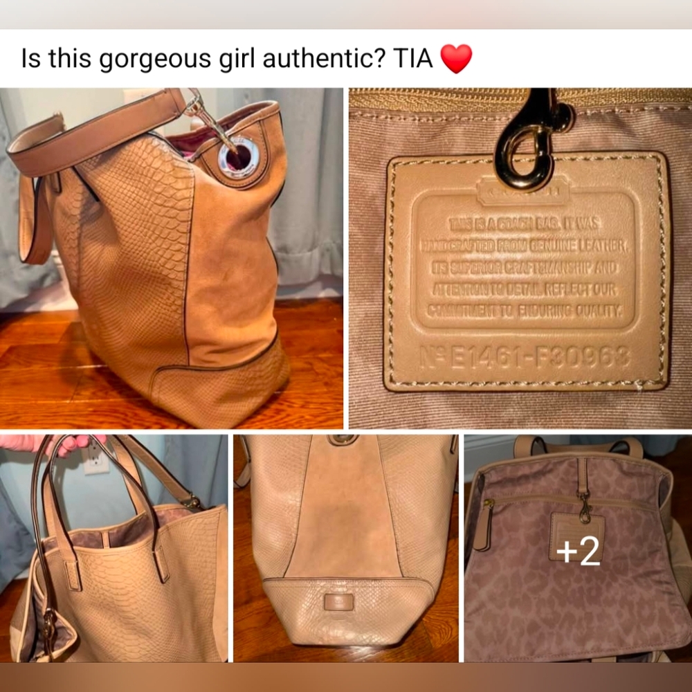 Coach Hadley Python Leather Suede Brown Shopping Tote E1461-F30963 - Picture 11 of 13